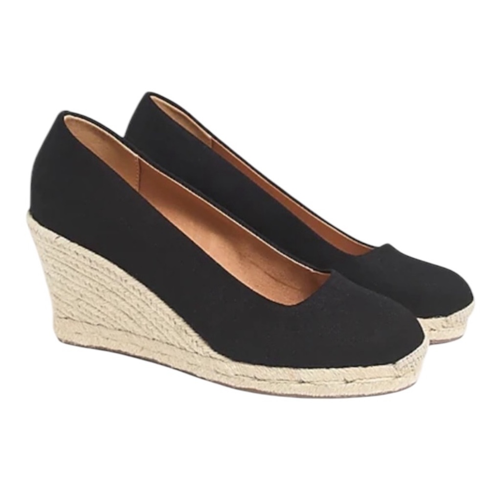 J. Crew Factory Black Espadrille Wedges